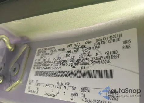 2013 Ford Escape Sel z USA, uszkodzony, nr VIN 1FMCU0HX0DUB77581